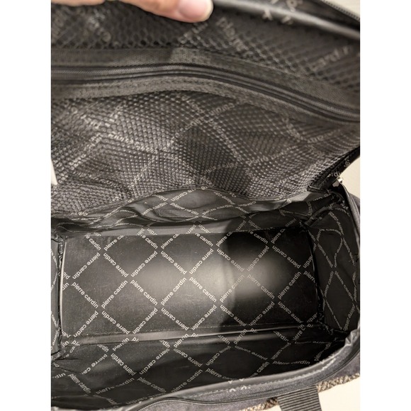 Vtg. Pierre Cardin Tweed Chevron Design Travel Overnight Weekender Bag - Picture 12 of 16